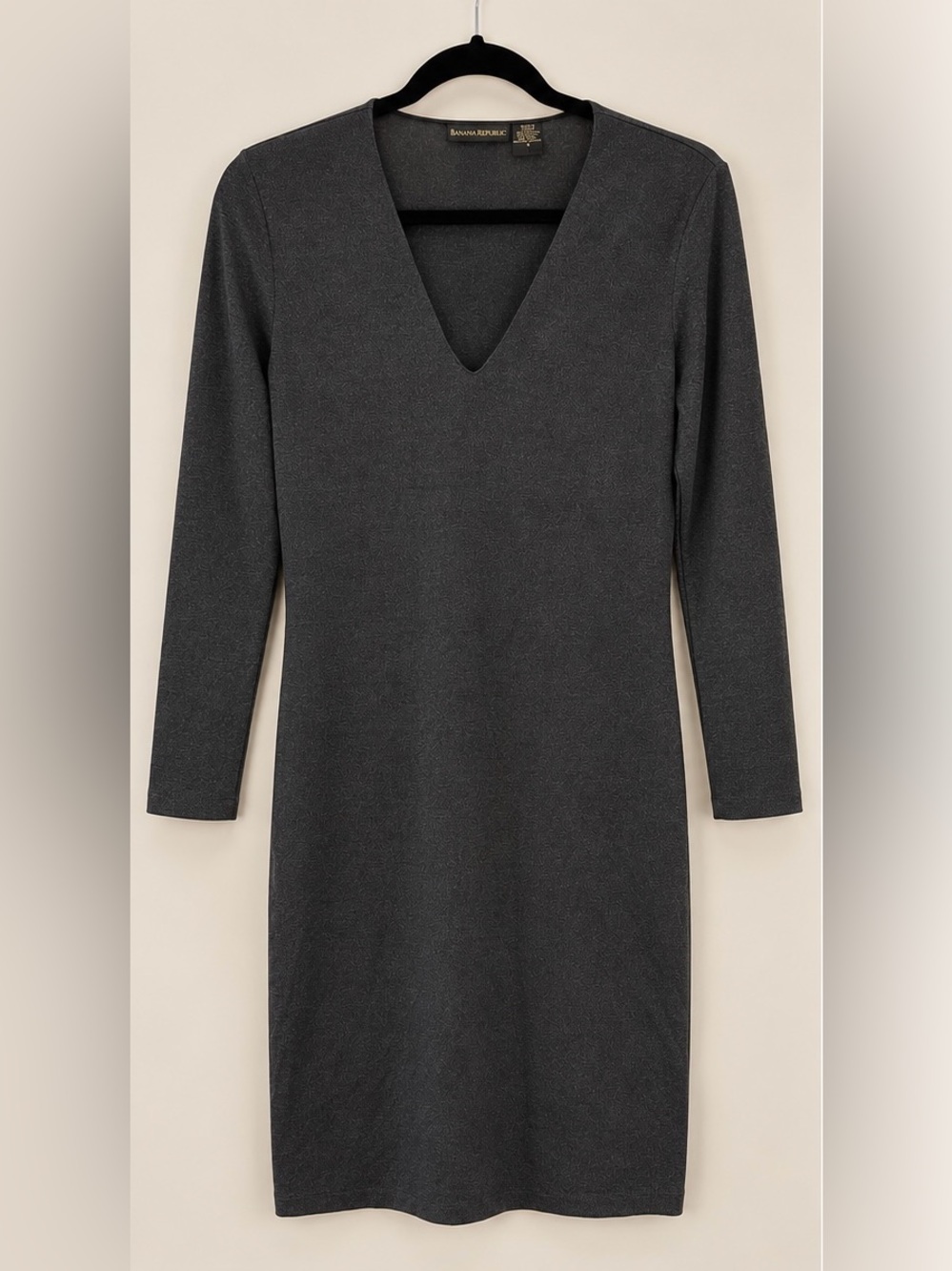 Banana Republic Charcoal V-Neck Long Sleeve Dress